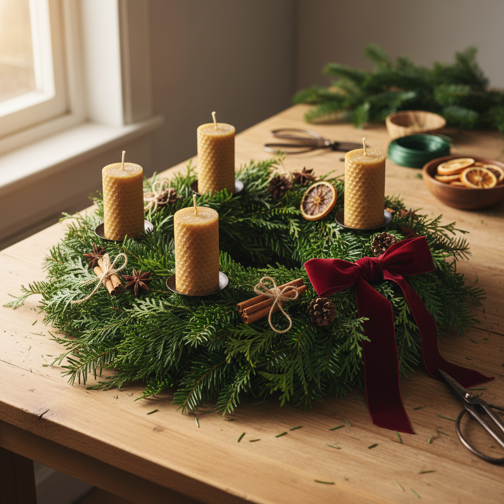 Advento vainikas savo rankomis: instrukcija, kaip sutaupyti